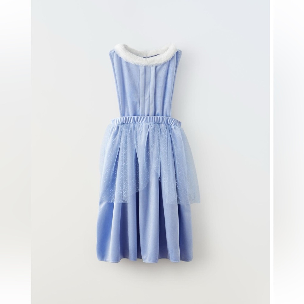 NWT Zara 11-14Y soft snow princess sleeveless dress with faux fur collar costume